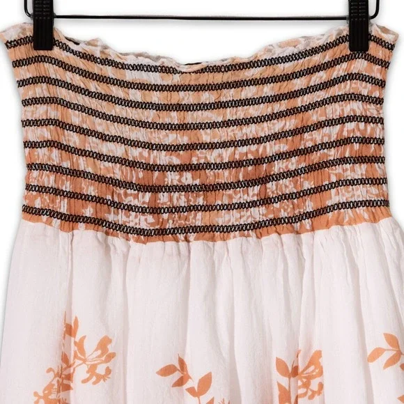 Raviva Convertible Skirt Dress WOMENS LARGE Brown Boho Smocked Strapless Midi - Picture 3 of 5